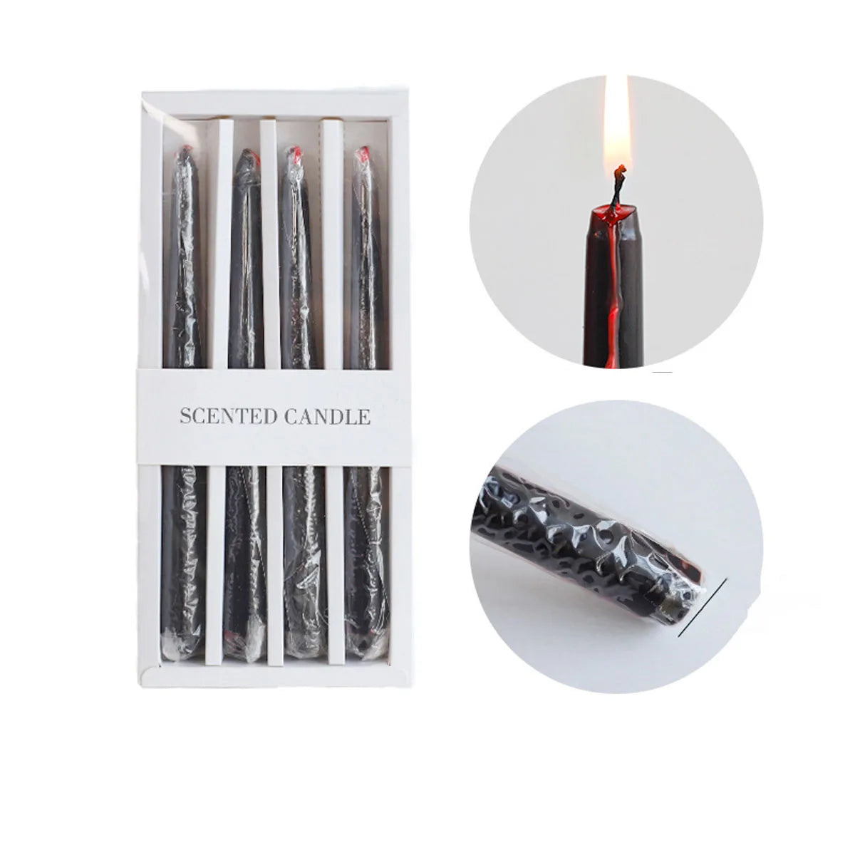4-Pack Vampire Tears Gothic Taper Candles | Blood Drop Set Gothic Taper Candles QXL black