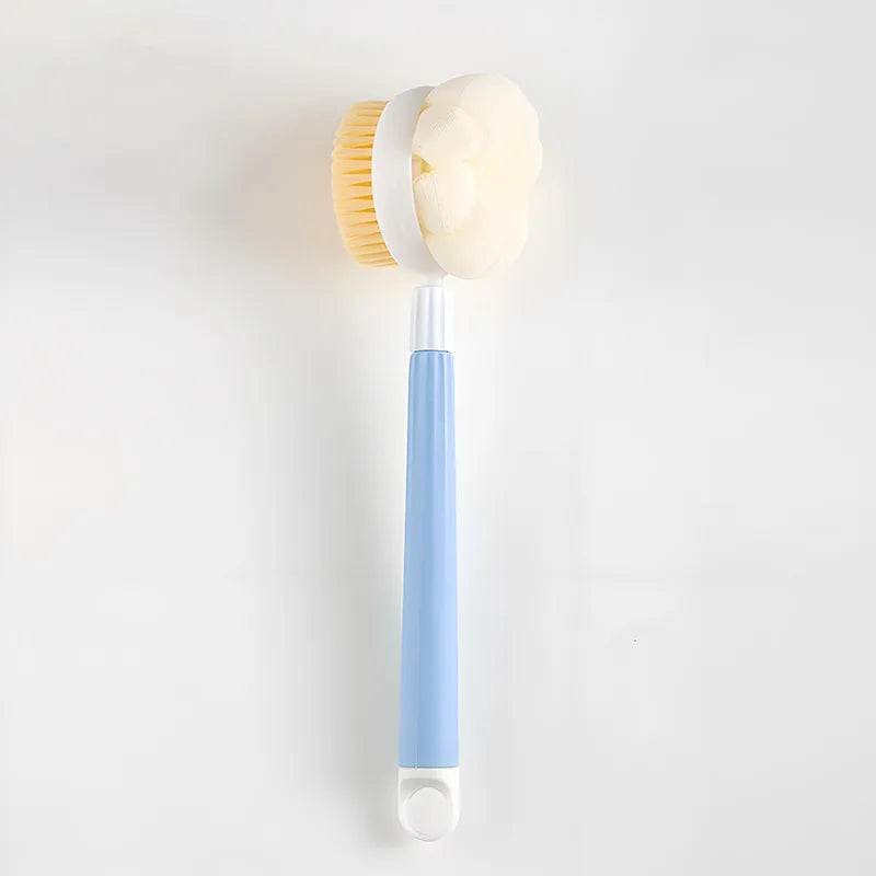 Long Handle Back Scrubber | Stiff & Soft Bristles, Anti-Slip Bath Scrubber Brush QXL