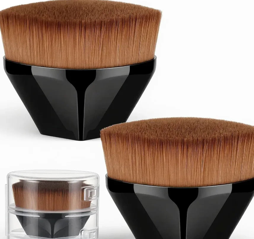 2-Pack Flat Top Foundation Brushes | Vegan Synthetic Bristles Foundation Brush Set QXL black