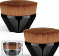 2-Pack Flat Top Foundation Brushes | Vegan Synthetic Bristles Foundation Brush Set QXL black