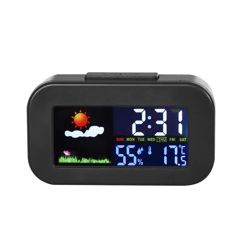 Weather Station Clock | Color Display Temp & Humidity Monitor Weather Station Clock QXL