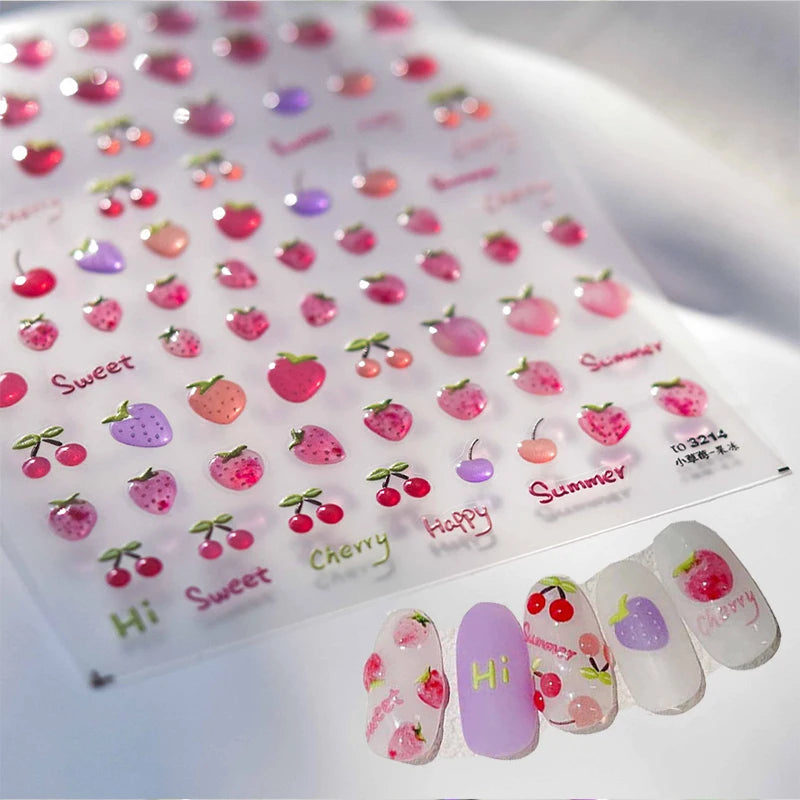 5D Embossed Flower & Butterfly Nail Stickers | Self-Adhesive Nail Art Stickers QXL