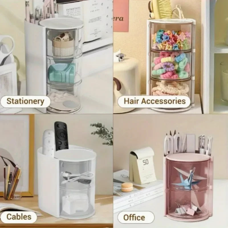 2-in-1 Rotating Makeup Brush & Powder Puff Storage Organizer Makeup Brush Organizer QXL