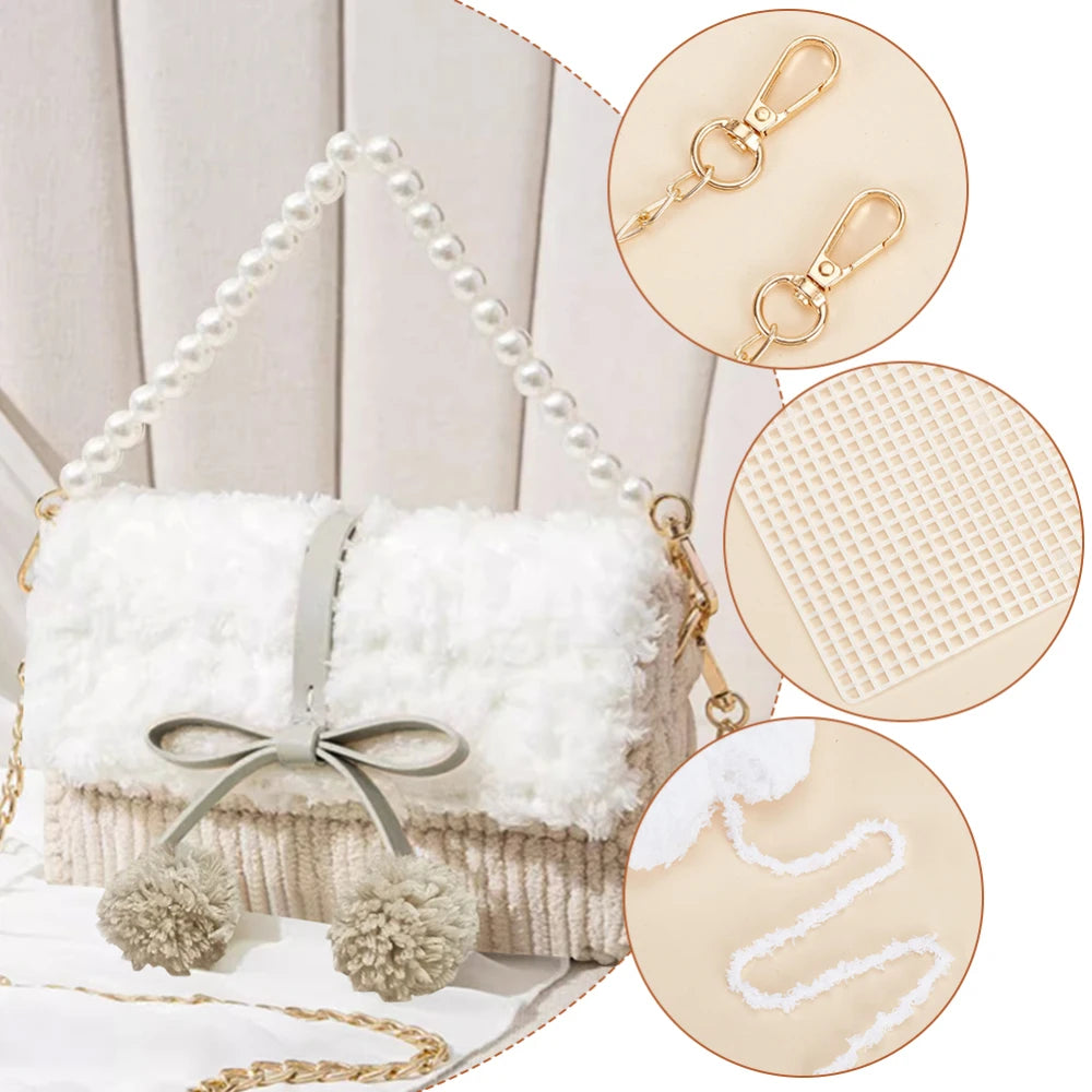 DIY Crochet Handbag Kit | Mesh Plastic Canvas Shoulder Bag DIY Crochet Craft Kit QXL