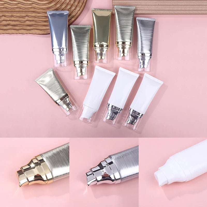 30/50ml Refillable Squeeze Travel Tube with Pump | Cosmetic Bottle Refillable Travel Tube QXL