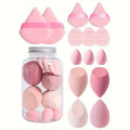 14-Pc Makeup Sponge & Puff Set with Storage Jar | Wet & Dry Makeup Sponge Set QXL Pink