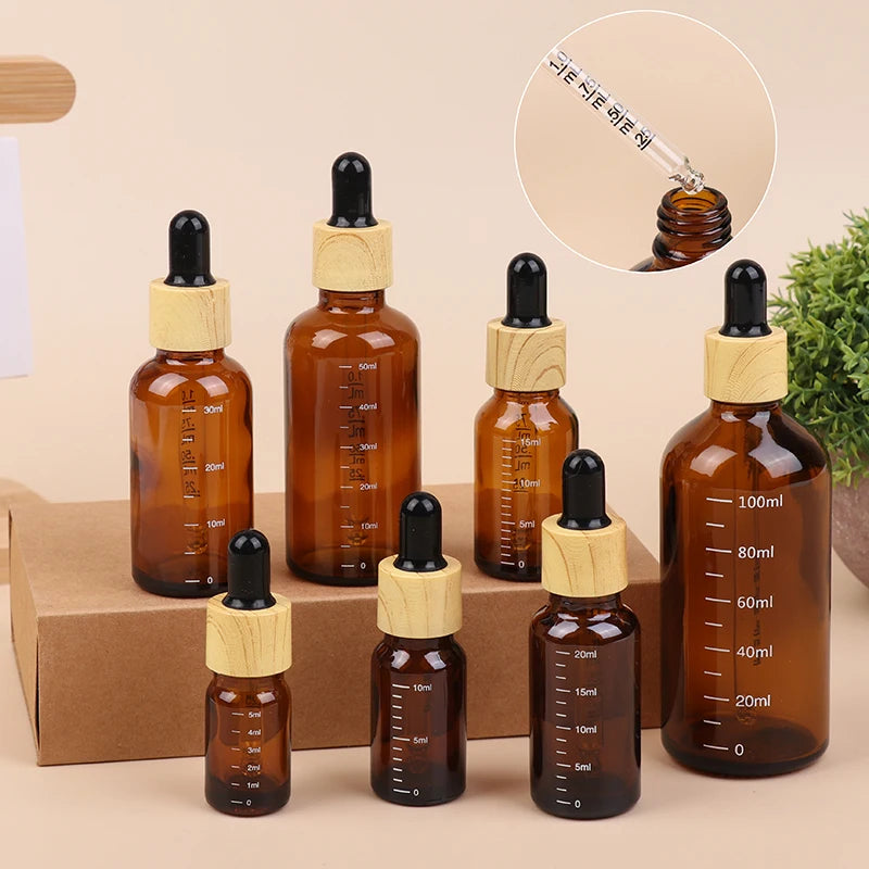 Amber Glass Dropper Bottles 5ml–100ml | Refillable with Scale Glass Dropper Bottle QXL