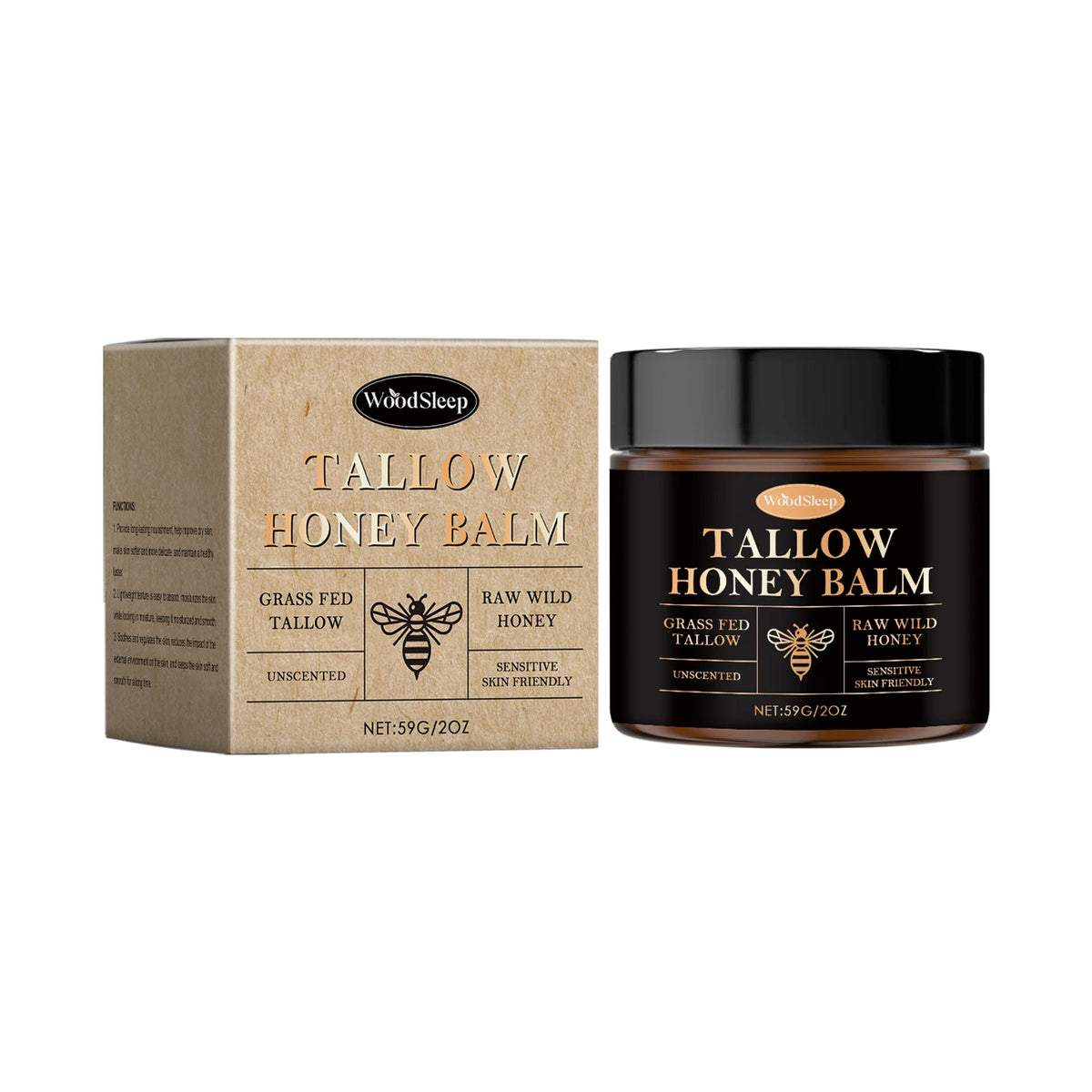 WOODSLEEP Tallow Honey Balm | Deep Moisturizing Face & Body Moisturizing Body Balm QXL 59g