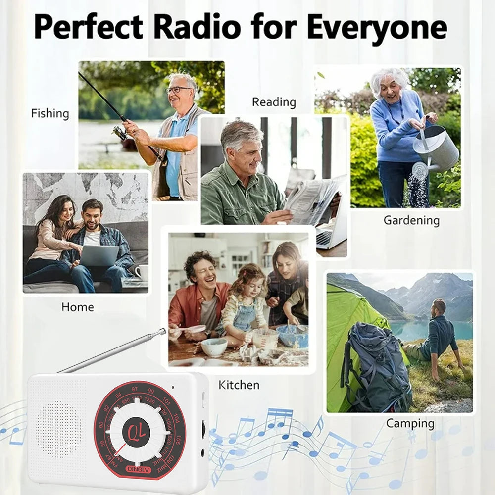 Portable AM/FM Radio | Big Speaker & Earphone Jack – White Portable AM/FM Radio QXL