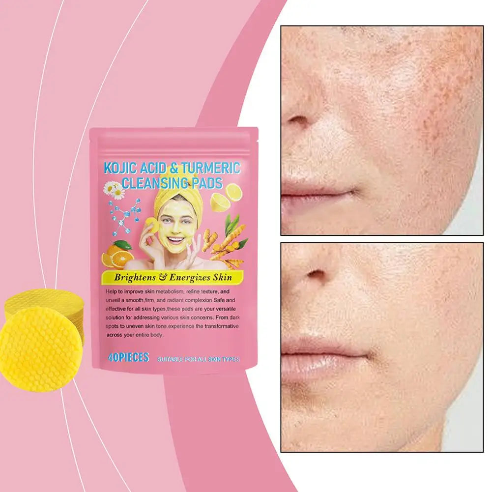 40-Pack Kojic Acid & Turmeric Brightening Cleansing Face Pads Brightening Face Pads QXL