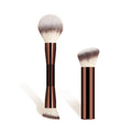 Ronshadow 2-Pc Makeup Brush Set | Powder Blush & Foundation Makeup Brush Set QXL Brown