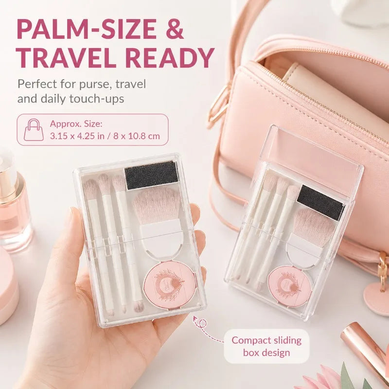 8-in-1 Portable Makeup Brush Set with Sliding Storage Box Makeup Brush Set QXL
