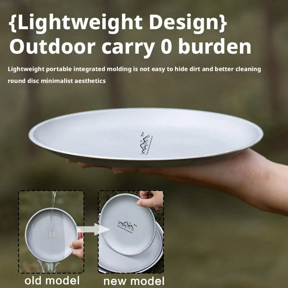Titanium Stainless Steel Camping Plate | 3 Sizes BBQ Picnic Camping Dinner Plate QXL