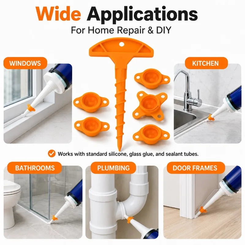 Reusable Caulk Tube Cap & Nozzle Cleaner Set | DIY Sealant Caulk Nozzle Cap Set QXL