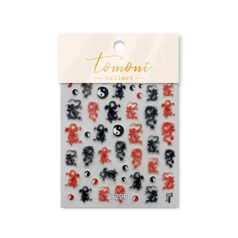 5D Self-Adhesive Nail Art Stickers – Dragon & Shell Decals Nail Art Stickers QXL T-3290 (Flat)