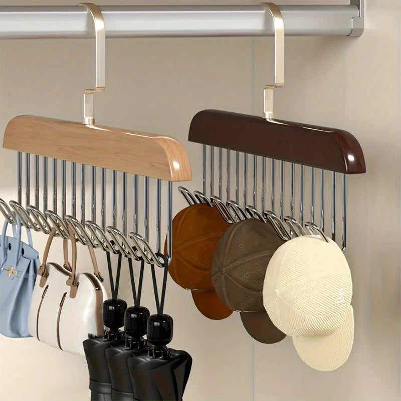 Wooden Suit Hanger with 8 Metal Hooks | Retro Finish Wooden Suit Hanger QXL