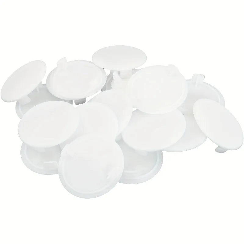 White Plastic Hinge Locking Covers | Round Flat Cabinet Caps Hinge Caps QXL