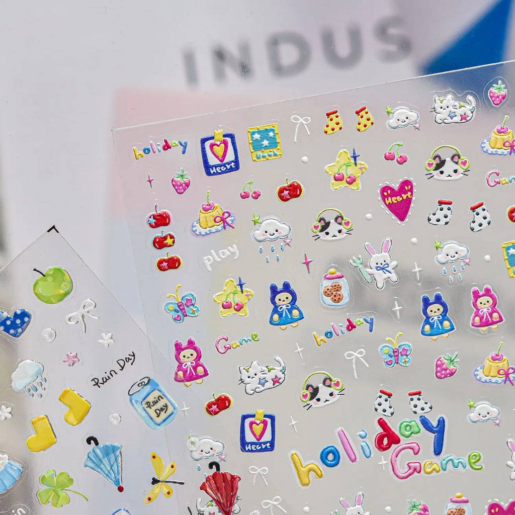 5D Nail Stickers – Bunny, Cat, Dessert & Bow Decals 5D Nail Stickers QXL