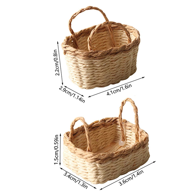 1:12 Dollhouse Miniature Woven Bamboo Basket | Kitchen Decor Dollhouse Miniature QXL