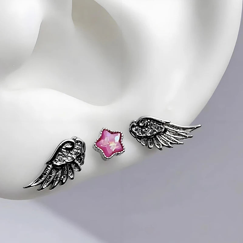 Wings Stud Earrings for Women | Stainless Steel Shiny Stud Earrings QXL