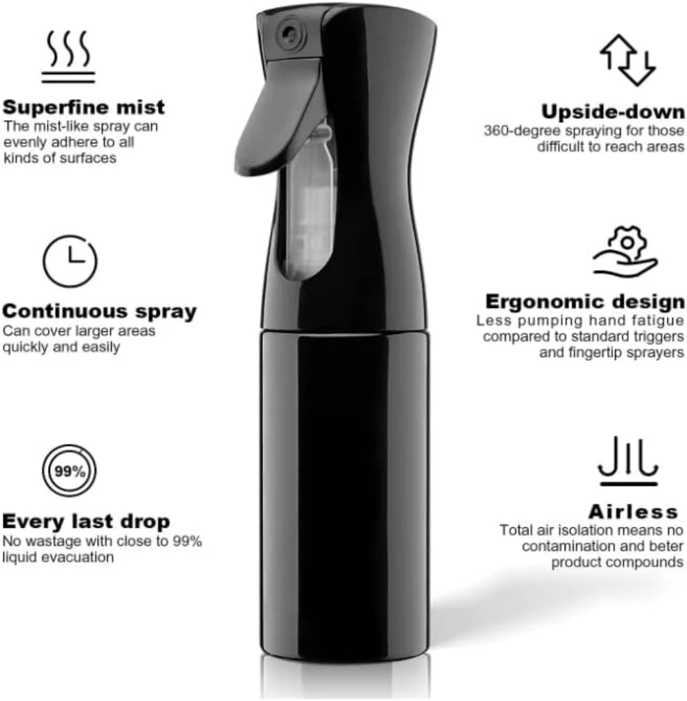 200ml Refillable Fine Mist Continuous Spray Bottle | Hair & Garden Fine Mist Spray Bottle QXL