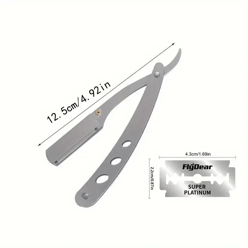 Foldable Straight Razor Holder | Stainless Steel Men's Shaver Straight Razor Holder QXL