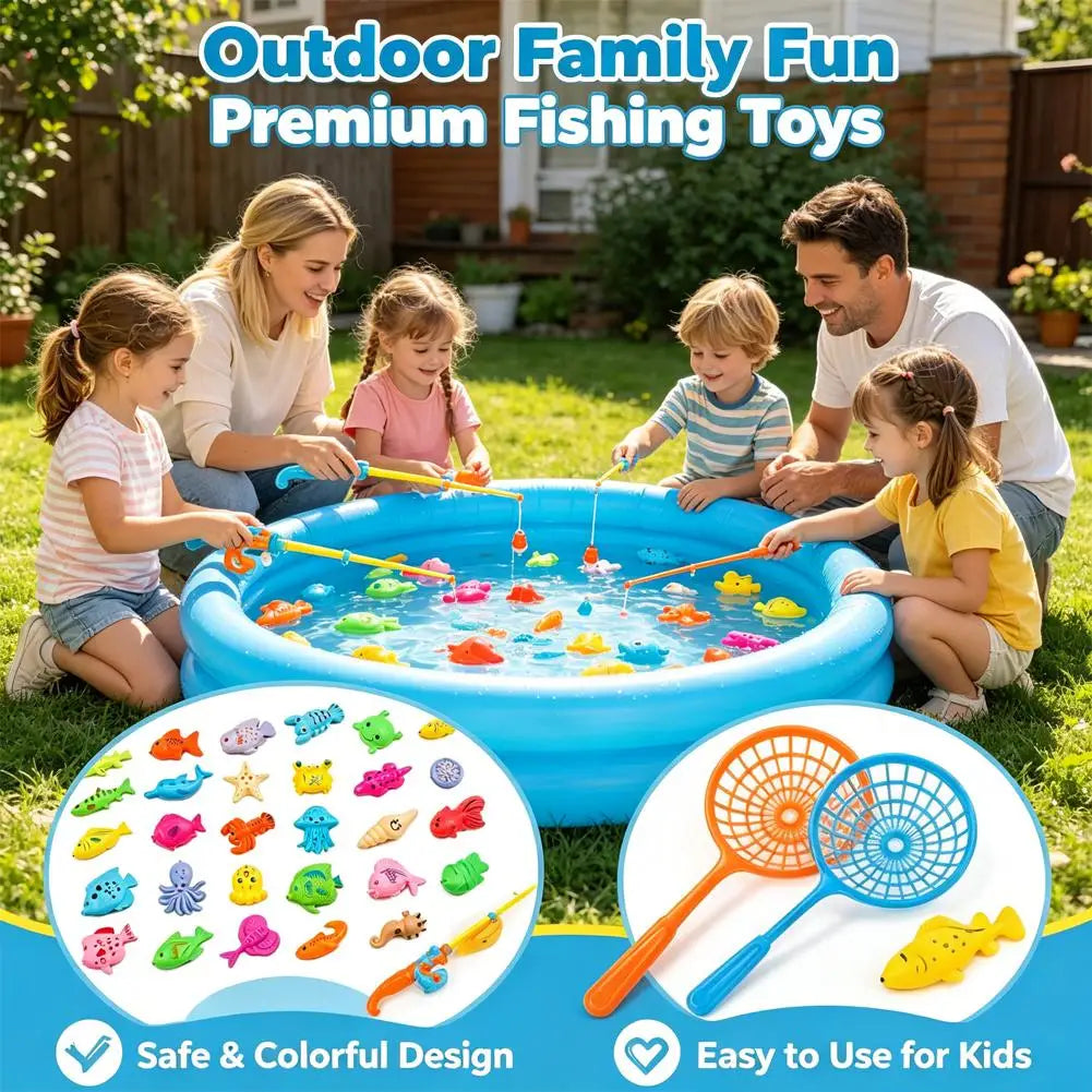 Kids Magnetic Fishing Toy Set | Glow Fish Game Indoor Outdoor Kids Fishing Toy QXL