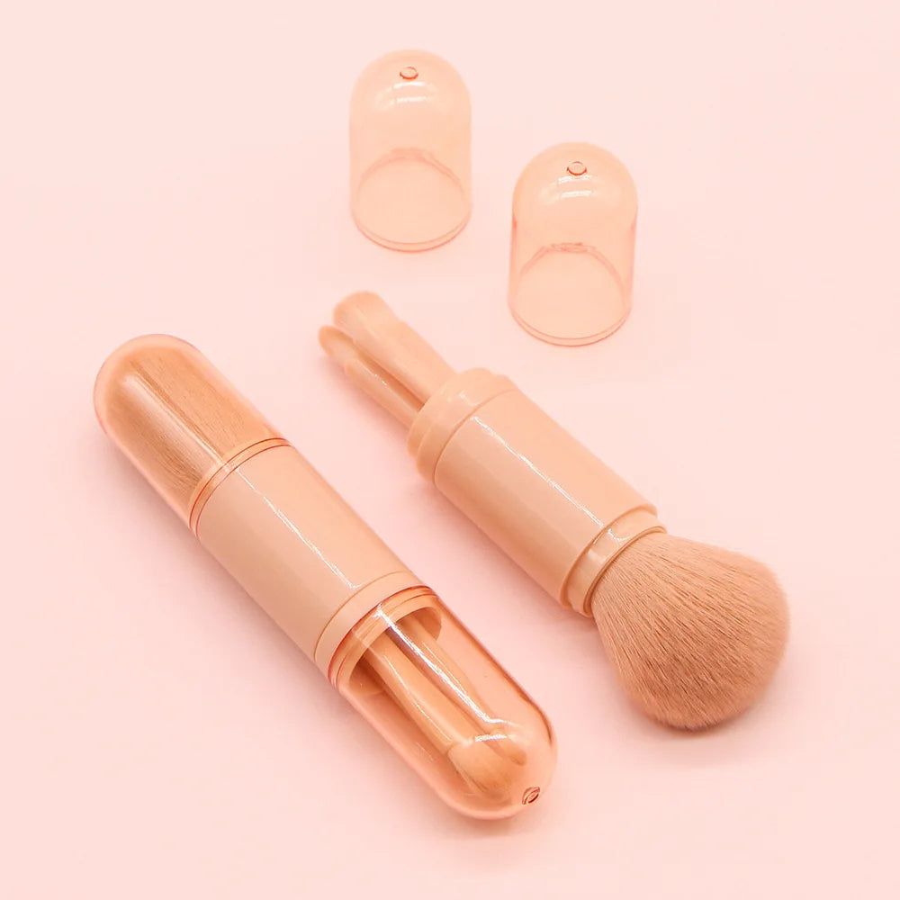 4-in-1 Telescopic Travel Makeup Brush Set | 4 Mini Brushes Travel Makeup Brush Set QXL