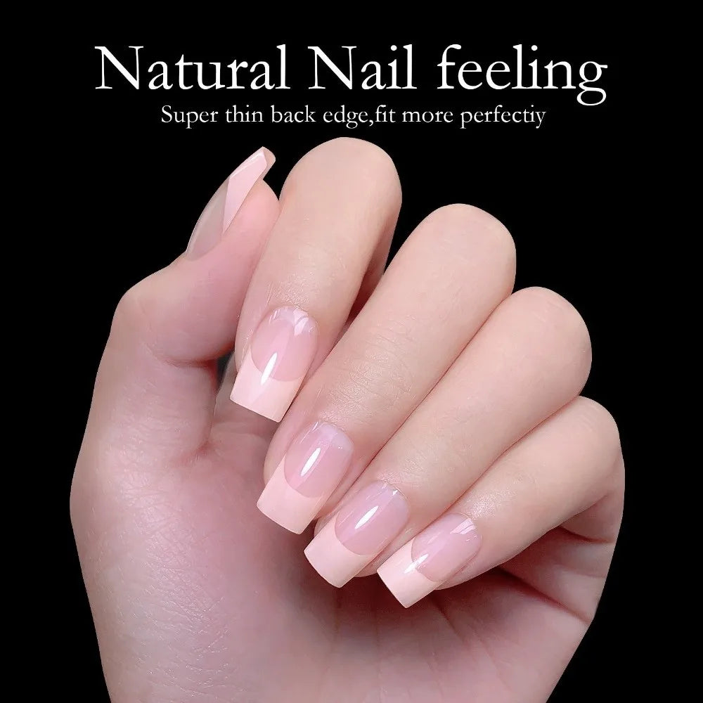 120-Pack French Press On Nails | Clear Mixed Size Full Cover DIY Press On Nails QXL