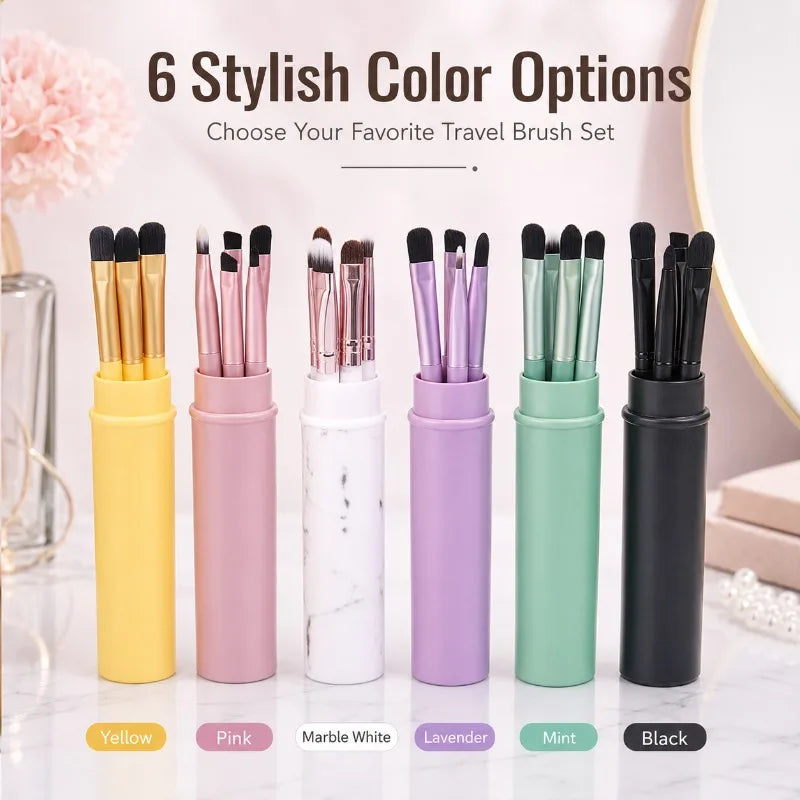 5-Piece Travel Eye Makeup Brush Set with Storage Tube Eye Makeup Brush Set QXL