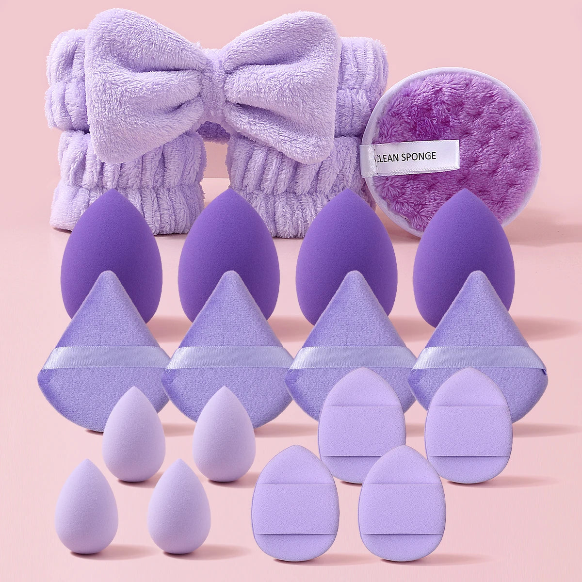 20-Pc Purple Makeup Sponge & Skincare Tool Set | KOSSHOW Makeup Sponge Set QXL