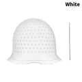 Silicone Hair Highlight Cap & Hook Needle Set | Reusable Hair Colouring Cap Set QXL White