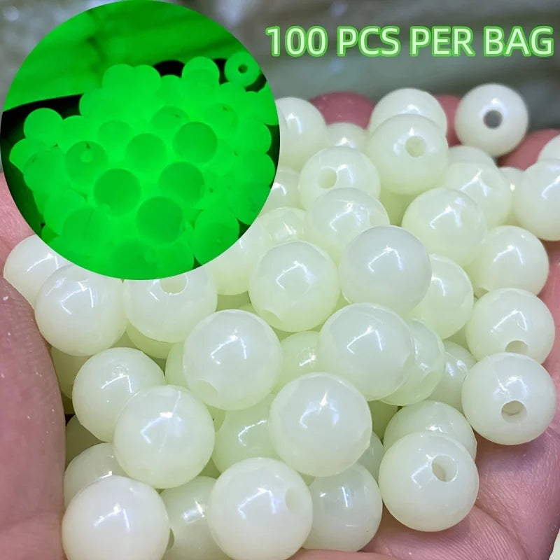 100-Pack Luminous Glow Beads – Jewelry Making & Fishing Craft Beads QXL 100Pcs 12mm