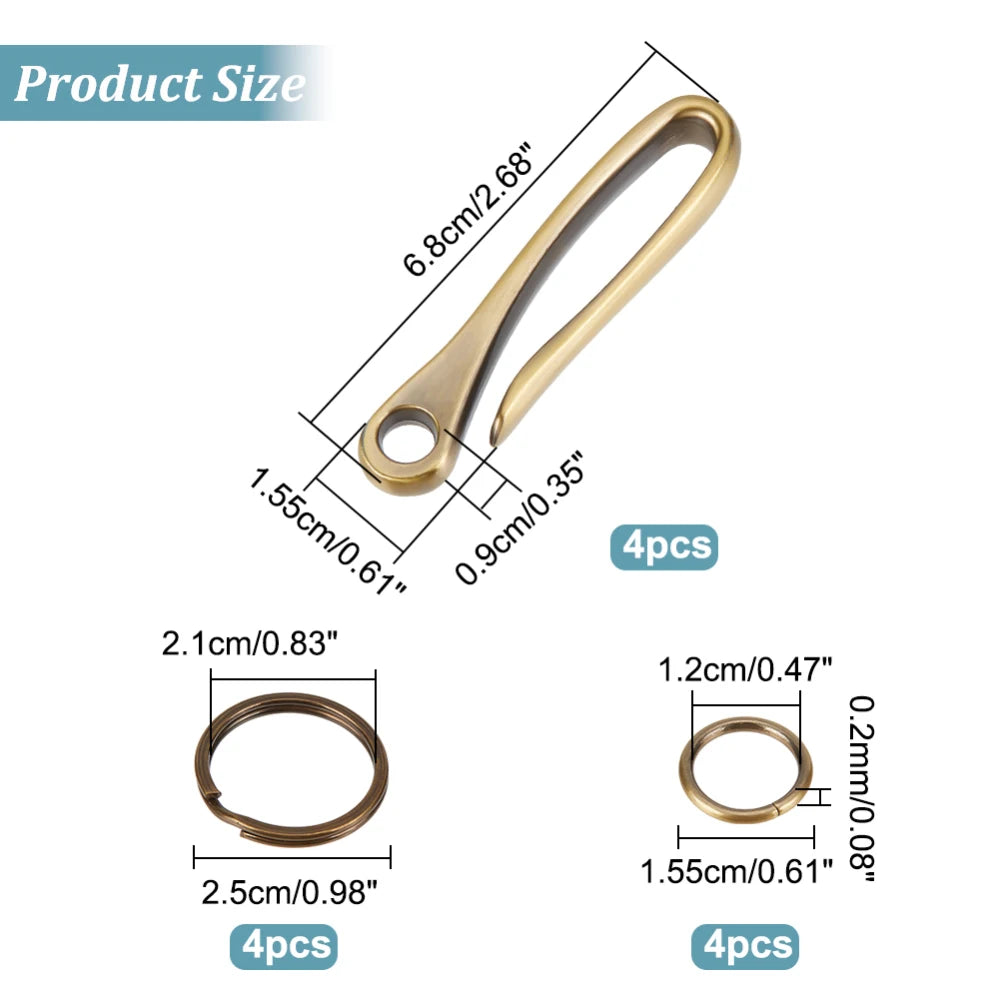 Fish Hook Keychain Clip Set | Antique Bronze Belt & Pocket Ring Belt Clip Keychain QXL AECH04-00433