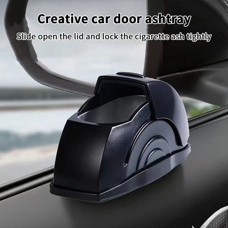 Car Door Ashtray with Lid & Stainless Steel Liner | Black Car Interior Accessory QXL
