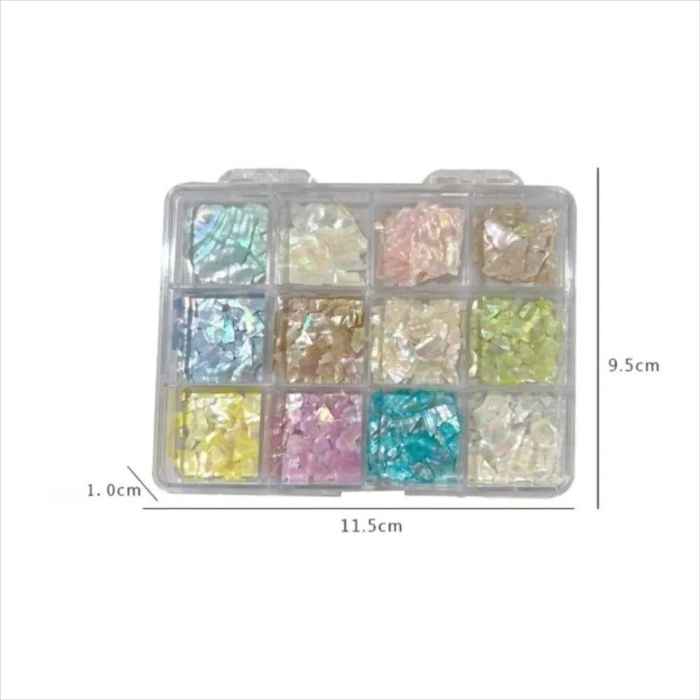 12-Grid 3D Nail Art Charms | Stars, Pearls & Aurora Flakes Nail Art Charms QXL