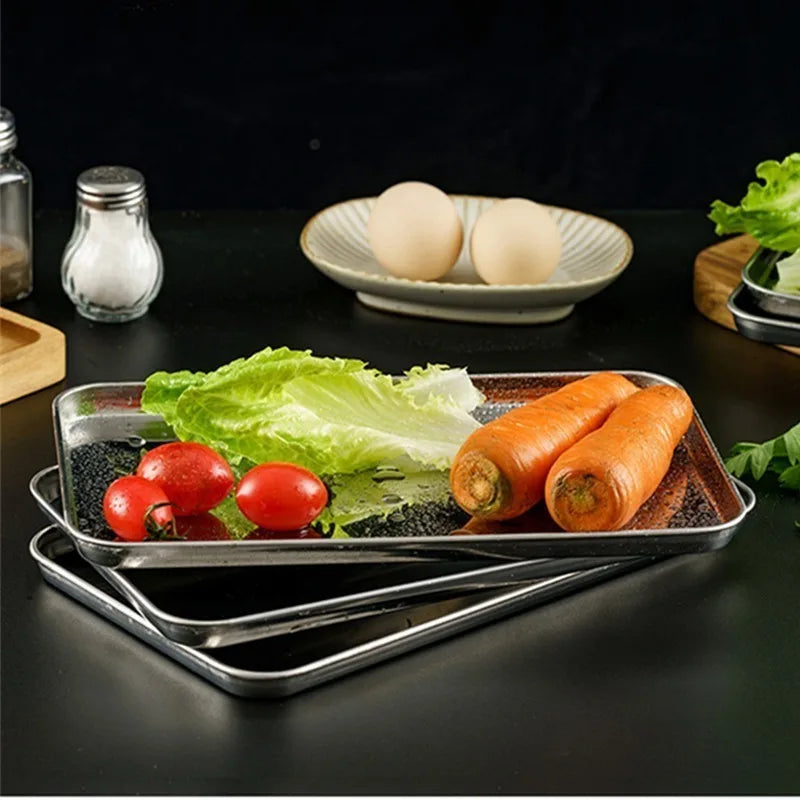 Stainless Steel Serving Tray | BBQ, Baking & Steaming Plate Stainless Steel Tray QXL