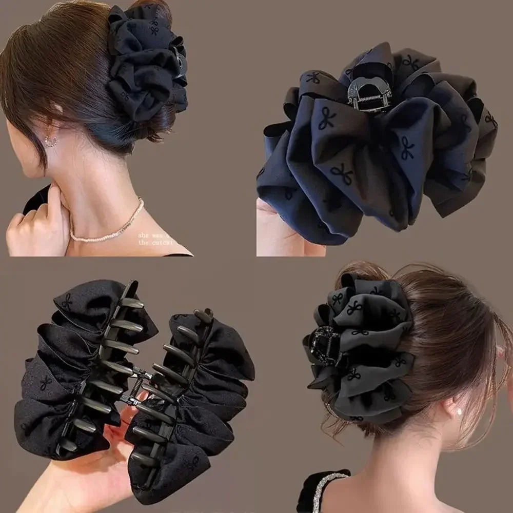 Elegant Bow Hair Claw Clip | Large Satin Bowknot Barrette Bow Hair Claw Clip QXL