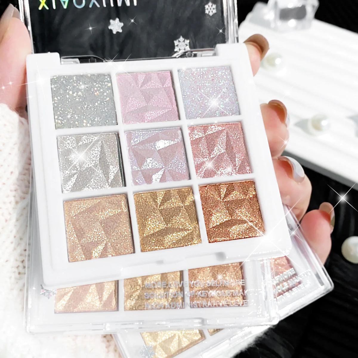 9-Color Glitter Eyeshadow Palette | Shimmer & Pearlescent Eyeshadow Palette QXL