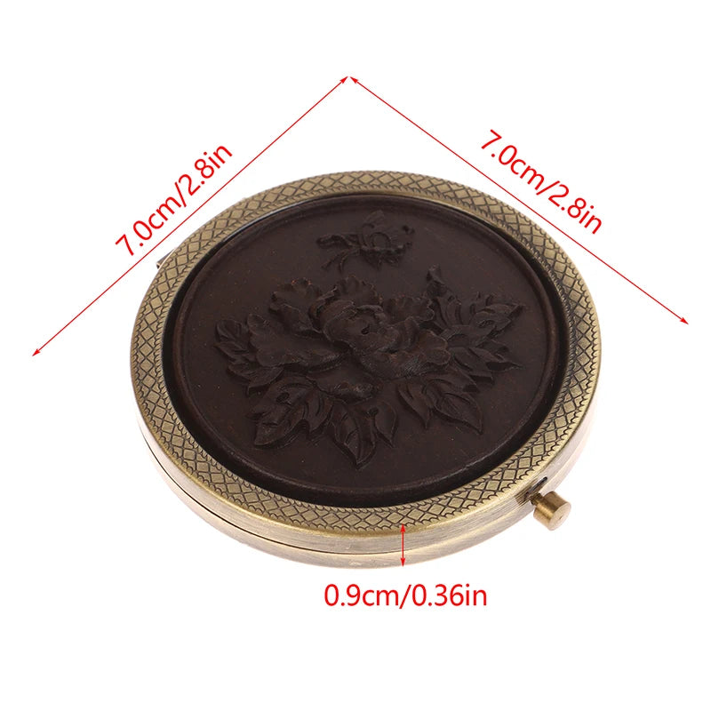 Wood Retro Compact Pocket Mirror | Double-Sided Magnifying Compact Pocket Mirror QXL