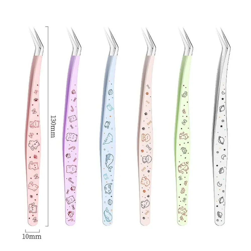 Cartoon Stainless Steel Eyelash & Craft Tweezers | Anti-Static Eyelash Tweezers QXL