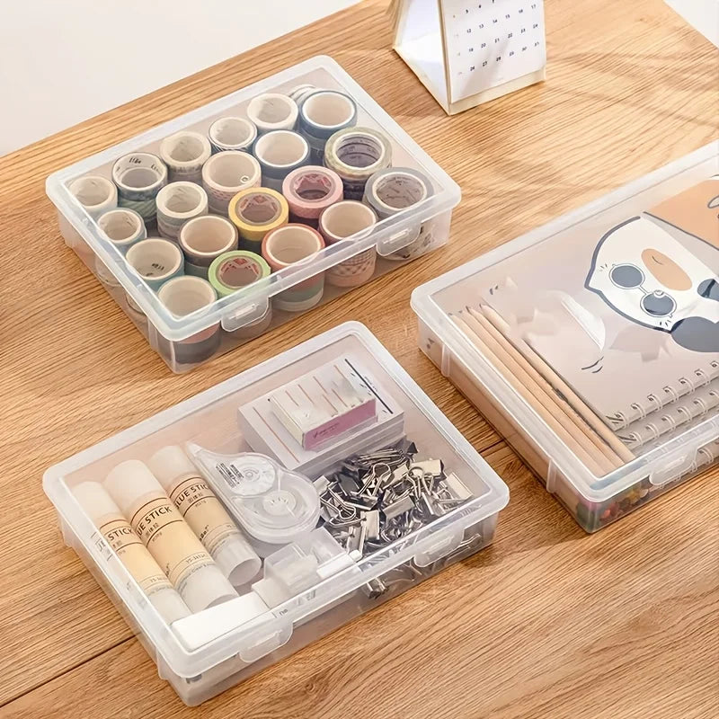 Clear Plastic Storage Box with Lid | Desktop Organizer Plastic Storage Box QXL