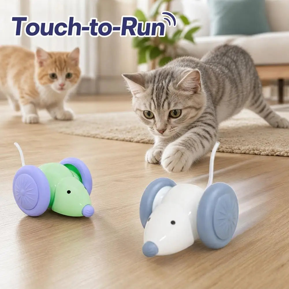 USB Rechargeable Automatic Moving Mouse Cat Toy with Lights Interactive Cat Toy QXL