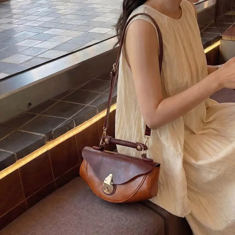 Vintage Luxe Leather Diaper Bag | Women's Large Tote Crossbody Leather Diaper Bag QXL