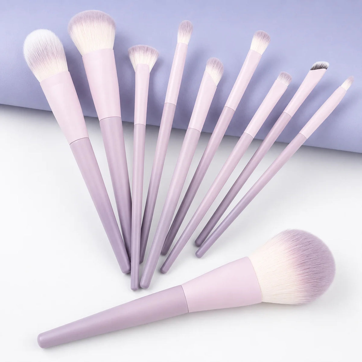 10-Pc Pink-Purple Gradient Makeup Brush Set | Synthetic Fiber Makeup Brush Set QXL PURPLE