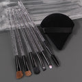 7-Piece Glitter Handle Eye Makeup Brush Set & Sponge Puff Eye Makeup Brush Set QXL black