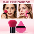 KOSSHOW Pink Blush Brush & Powder Puff Set – 2-Piece Makeup Brush Set QXL Pink