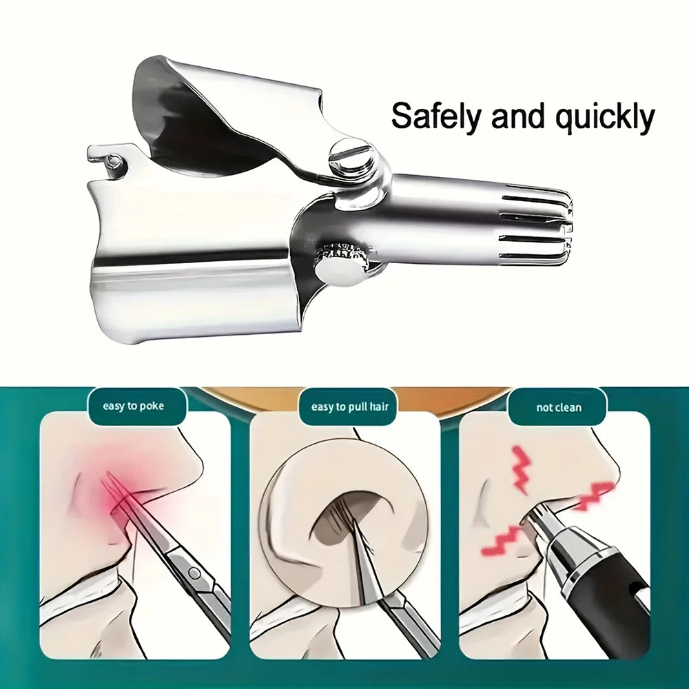 Manual Nose & Ear Hair Trimmer | Stainless Steel Washable Nose & Ear Trimmer QXL
