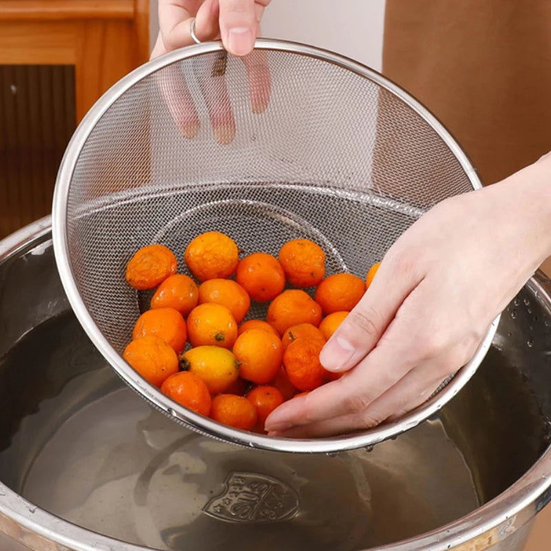 Stainless Steel Colander Drain Basket & Fine Mesh Strainer Kitchen Colander Strainer QXL