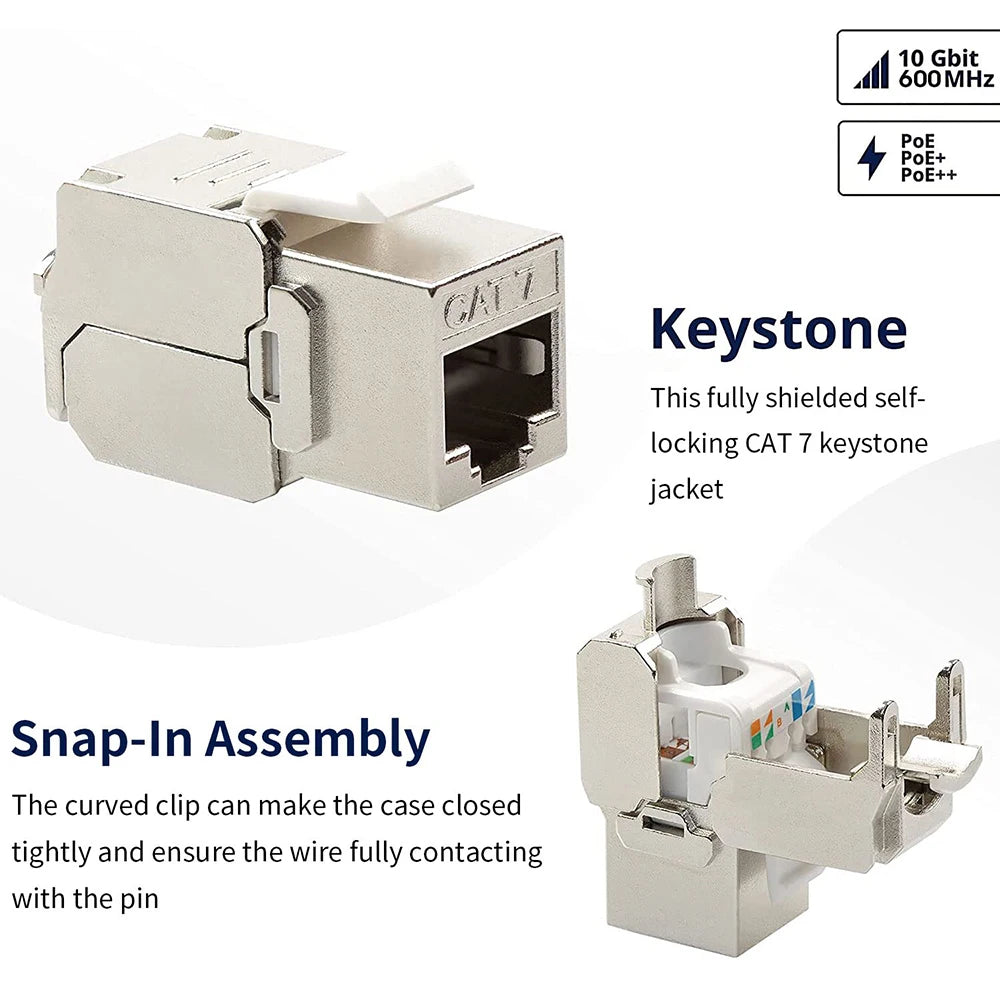 Tool-Less Cat6a Cat7 Shielded Keystone Jack RJ45 STP Module Keystone Jack Module QXL